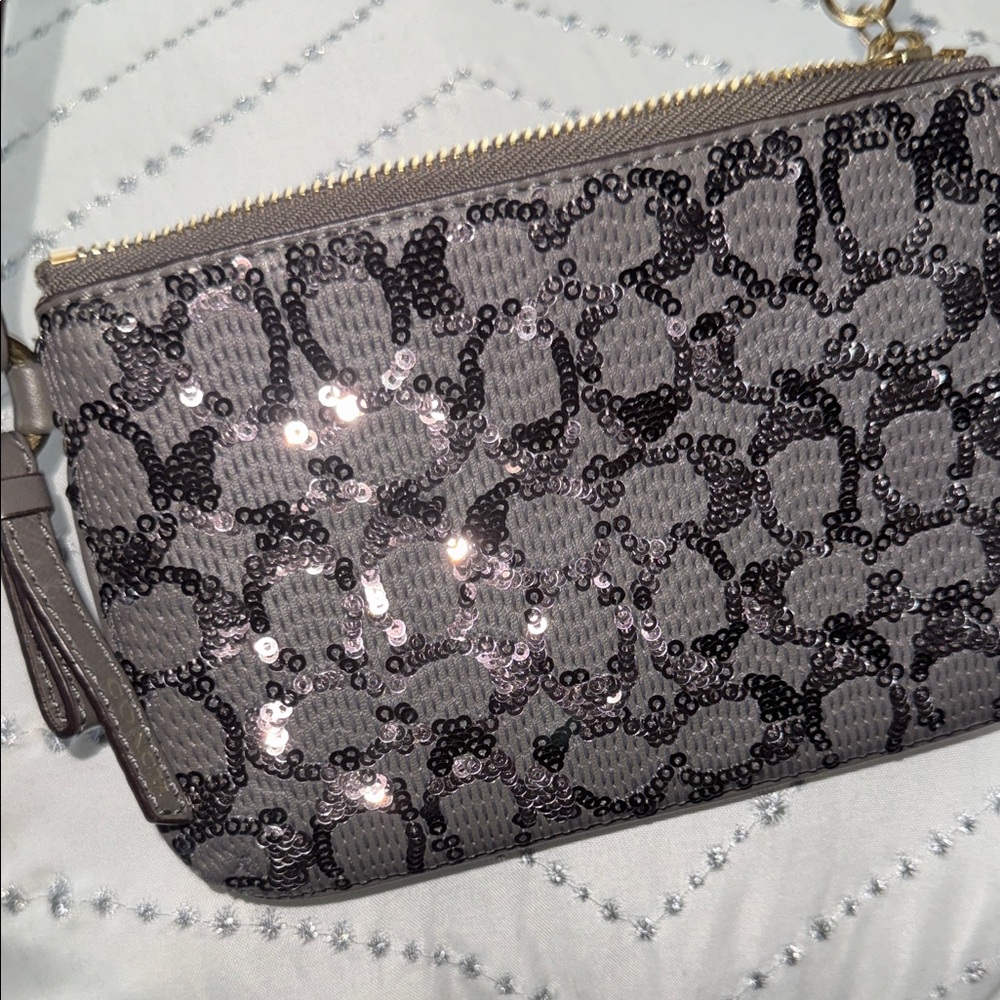 Coach with dust bag Gray and Black Sequin Wristlet - Picture 10 of 11